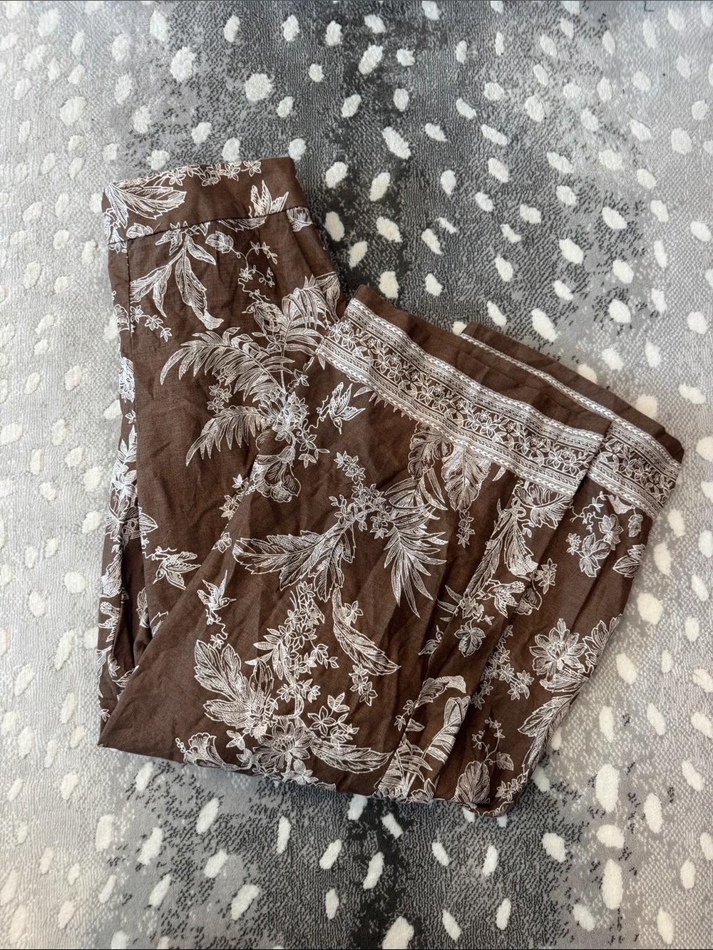 LOFT Brown Floral Print Set with White Pattern